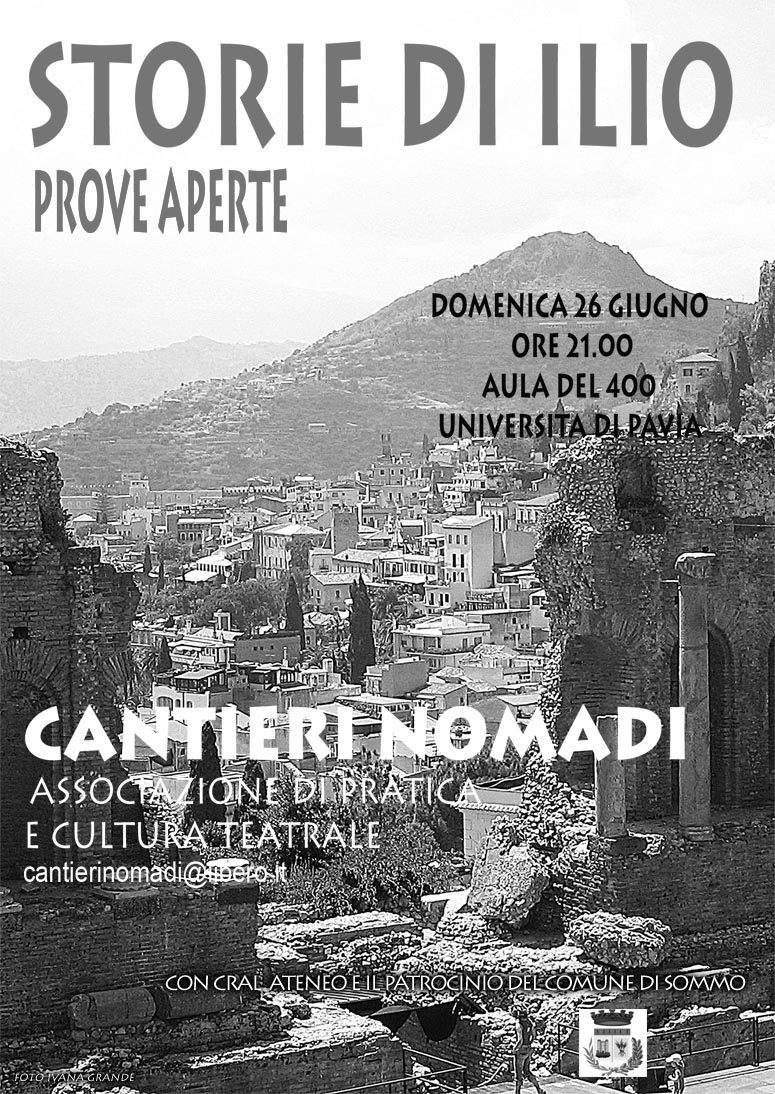 locandina spettacolo teatrale Storie di Ilio del gruppo teatro Cantieri Nomadi